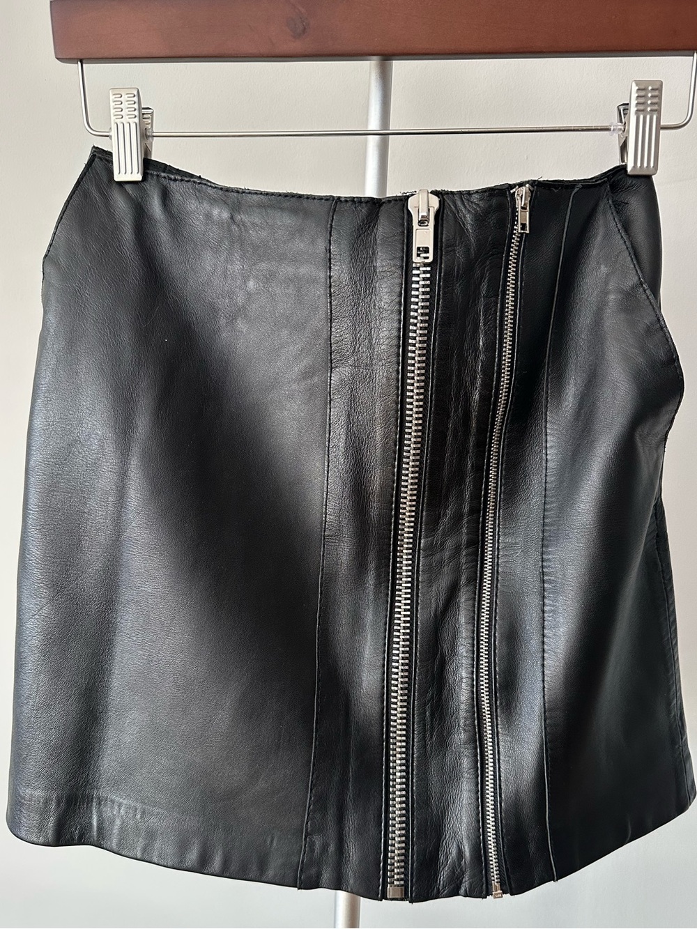Maje Black Leather Mini Skirt